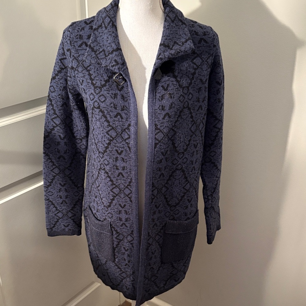 Chiaramente FLAW*** Women's Blue Patterned Sweater